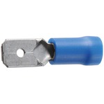 Cosses plate 6.3mm bleu male les 10