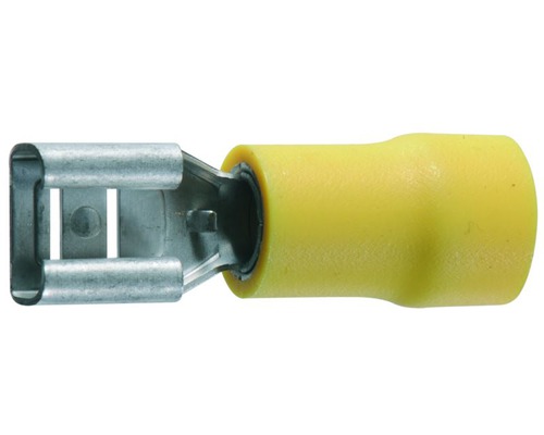 Cosses plate 6.3mm jaune femelle les 10 Cosses plate 6.3mm jaune femelle les 10