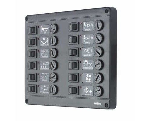 VETUS Tableau électrique P12 avec 12 postes VETUS Tableau électrique P12 avec 12 postes