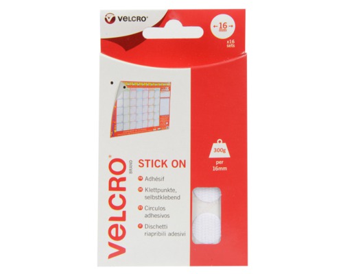 VELCRO® Pastille adhésive auto-agrippante blanc Ø16mm (x16) VELCRO® VELCRO® Pastille adhésive auto-agrippante blanc Ø16mm (x16) VELCRO®