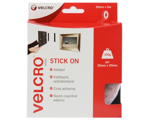 VELCRO® Ruban adhésif auto-agrippant blanc 20mm (5m) VELCRO® VELCRO® Ruban adhésif auto-agrippant blanc 20mm (5m) VELCRO®