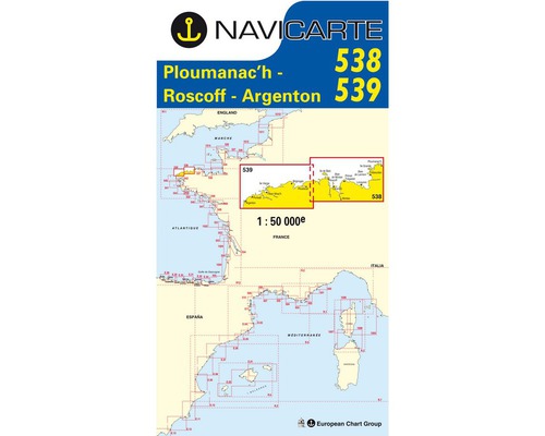 NAVICARTE Carte double n°538 et n°539 Ploumanac'h-Roscoff Navicarte