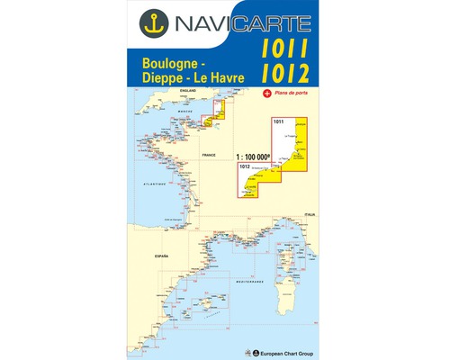 NAVICARTE Carte double n°1011 et n°1012 Boulogne-Dieppe Navicarte