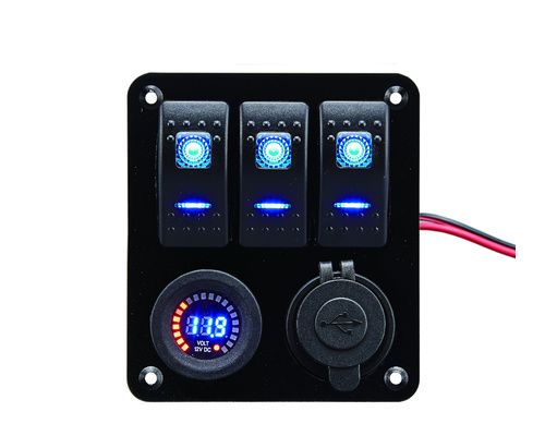 BIGSHIP Tableau électrique 12V 3 inter. LED +USB+voltmètre Aucune BIGSHIP Tableau électrique 12V 3 inter. LED +USB+voltmètre Aucune