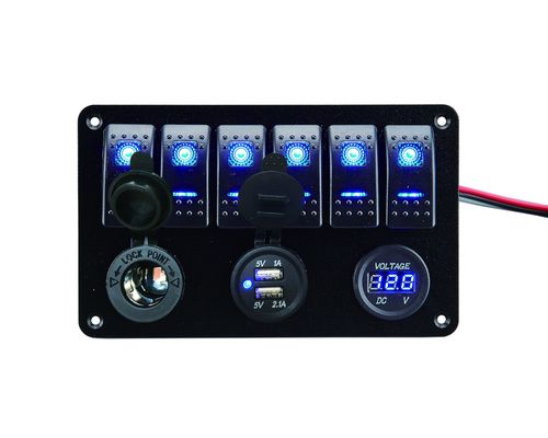 BIGSHIP Tableau électrique 12V 6 inter. LED +USB+voltmètre Aucune BIGSHIP Tableau électrique 12V 6 inter. LED +USB+voltmètre Aucune