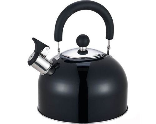 Bouilloire inox à sifflet métallisée noir 2,5 L Euroaccessoires Bouilloire inox à sifflet métallisée noir 2,5 L Euroaccessoires