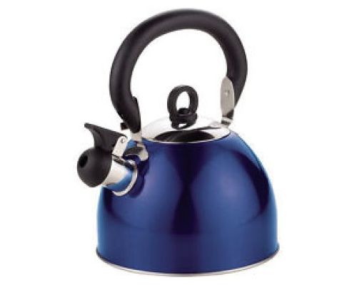 Bouilloire inox à sifflet métallisée bleu 2,5 L Euroaccessoires Bouilloire inox à sifflet métallisée bleu 2,5 L Euroaccessoires