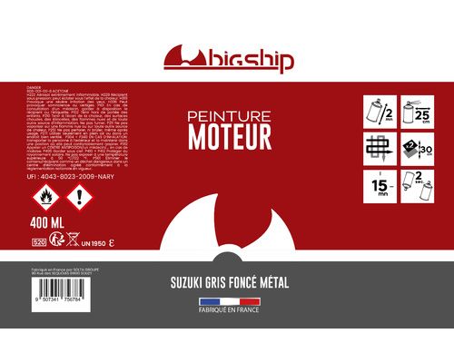 Bombe de peinture Suzuki gris foncé métallisé 400 ml BigShip