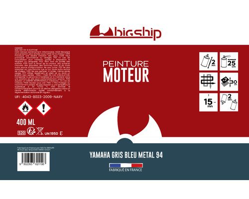 Bombe de peinture Yamaha gris métallisé 400 ml BigShip Bombe de peinture Yamaha gris métallisé 400 ml BigShip