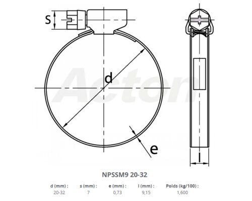 COLLIERS INOX BANDE PLEINE 9mm - 20  a 32mm VRAC