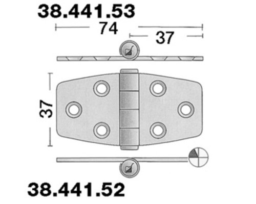 BIGSHIP Charnière inox 74x37mm BigShip