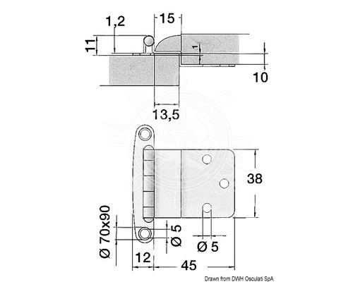 OSCULATI Charnieres en inox pour écoutilles