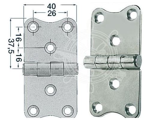 OSCULATI Charnière inox 75x40mm