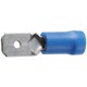 Cosses plate 6.3mm bleu male les 10