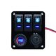 BIGSHIP Tableau électrique 12V 3 inter. LED +USB+voltmètre Aucune